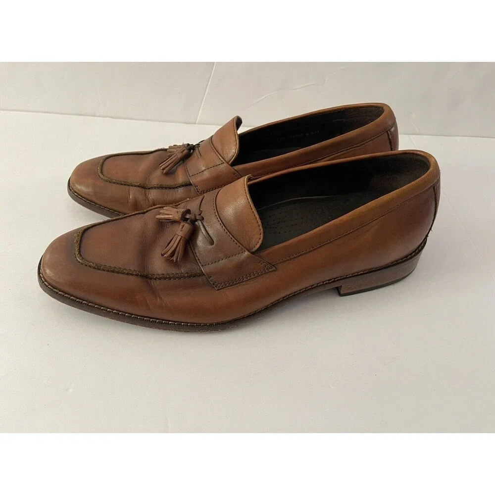 Cole Haan Men's Shoes Brown 11.5M‎ Leather Tassel Slip Apron Toe Casual Loafers